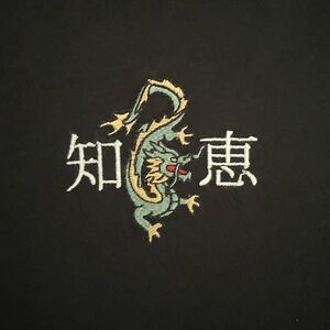 Riot Society Mens Japanese T-shirt Dragon Graphic Embroidered Black Medium